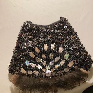 Beautiful evening bag by Emerald Foz Masbad beaded w light feather detail